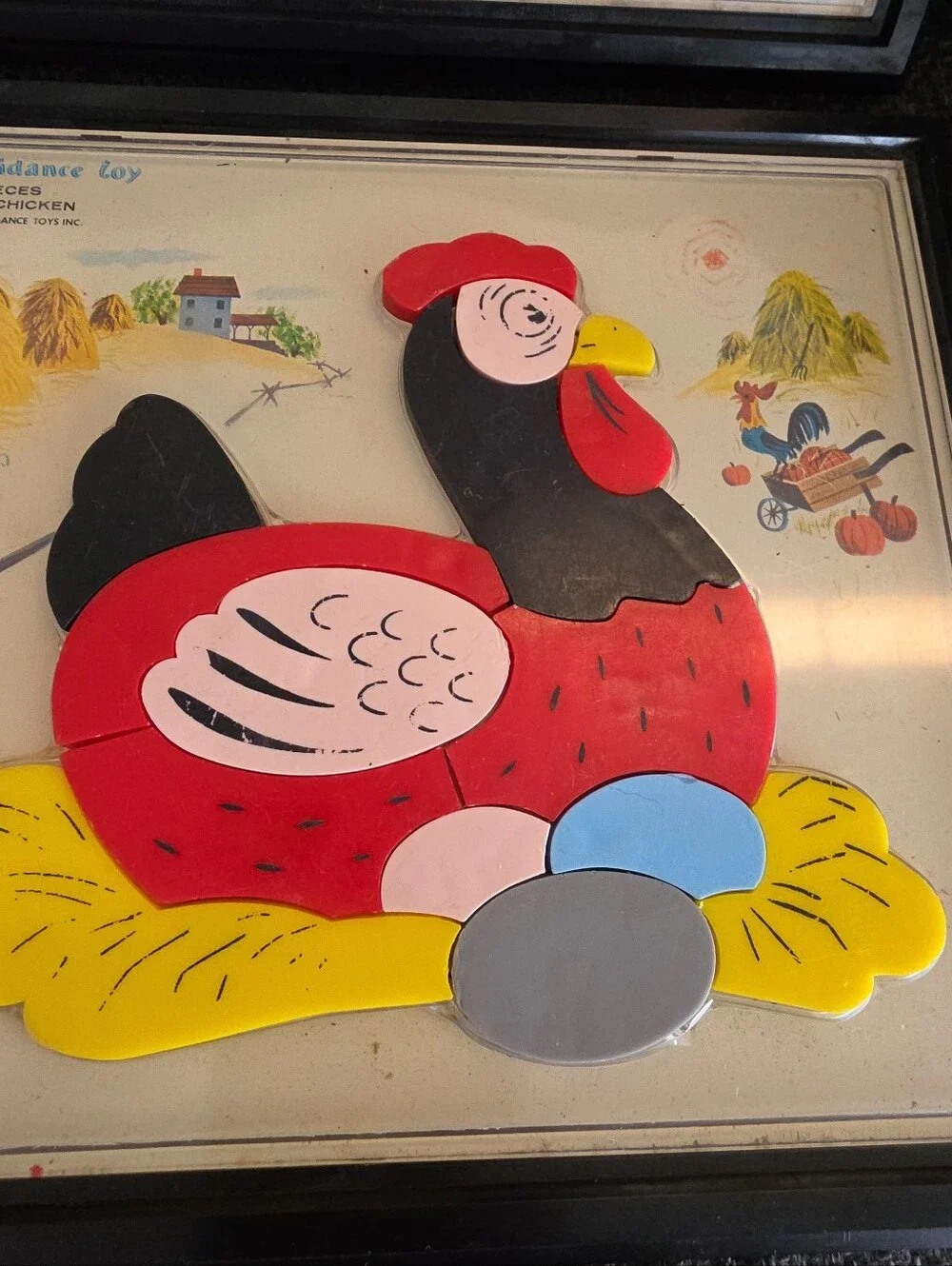 1962 Vintage Child Guidance Framed Magnetic Puzzles 920 Chicken 907 Turtle